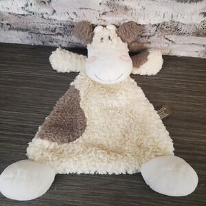 Demdaco COW Rattle Lovey Security Blanket Flat Fluffy SOFT Baby Toy Lovie